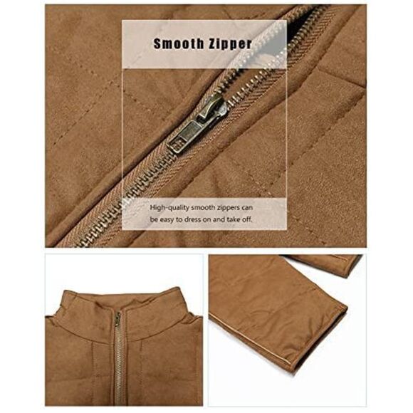 ETCYY Women's Causal Lightweight Quilted Jackets Long Sleeve Oversized Warm Win - Picture 6 of 15